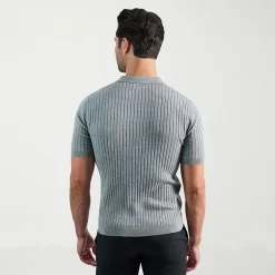 Haggar Johnny Collar Ribbed Mens Short Sleeve Polo Sweater