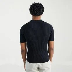Haggar Johnny Collar Ribbed Mens Short Sleeve Polo Sweater