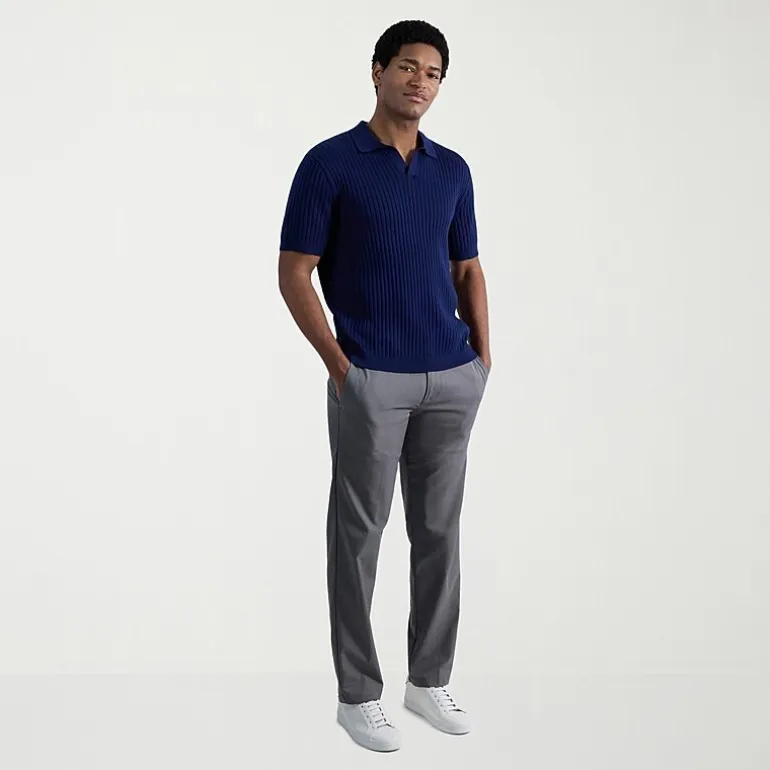 Haggar Johnny Collar Ribbed Mens Short Sleeve Polo Sweater