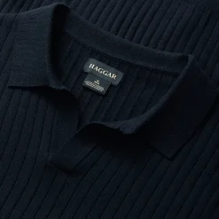 Haggar Johnny Collar Ribbed Mens Short Sleeve Polo Sweater
