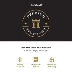 Haggar Johnny Collar Ribbed Mens Short Sleeve Polo Sweater