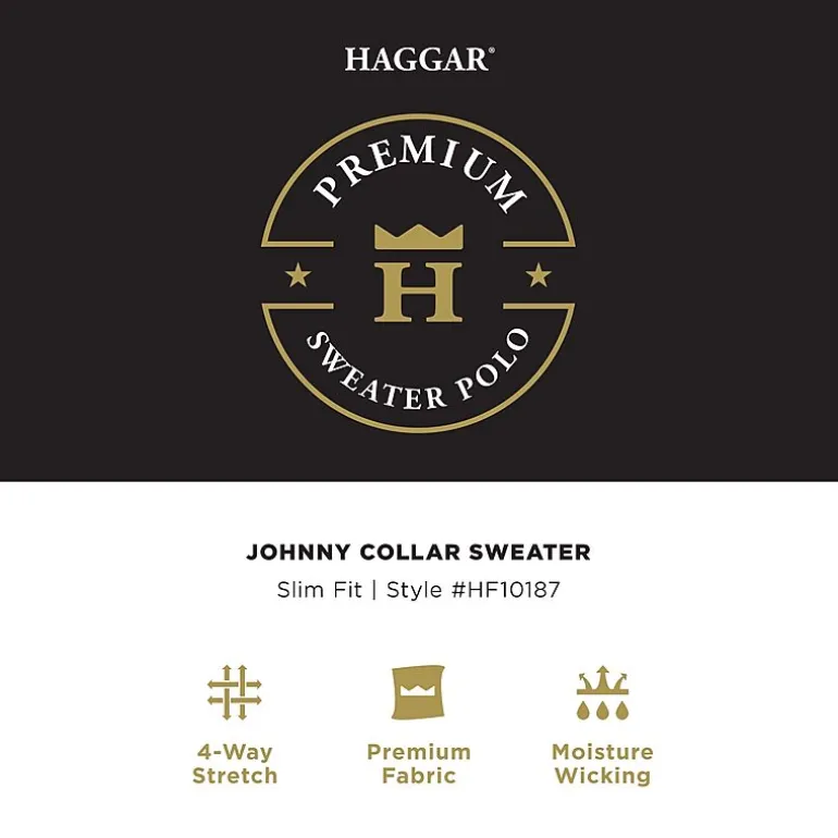Haggar Johnny Collar Ribbed Mens Short Sleeve Polo Sweater
