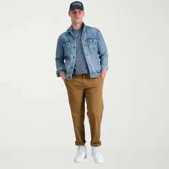 Haggar Life Khaki Comfort Chino Mens Comfort Waistband Straight Fit Flat Front Pant