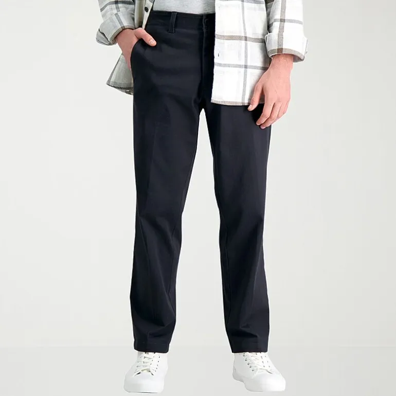 Haggar Life Khaki Comfort Chino Mens Comfort Waistband Straight Fit Flat Front Pant
