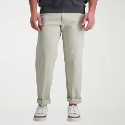 Haggar Life Khaki Comfort Chino Mens Comfort Waistband Straight Fit Flat Front Pant
