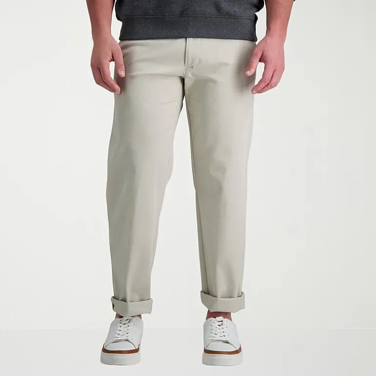 Haggar Life Khaki Comfort Chino Mens Comfort Waistband Straight Fit Flat Front Pant