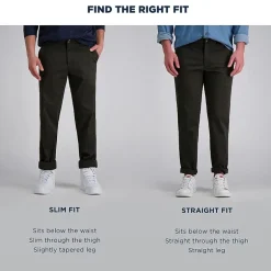 Haggar Life Khaki Flex Mens Comfort Waistband Straight Fit Flat Front Pant