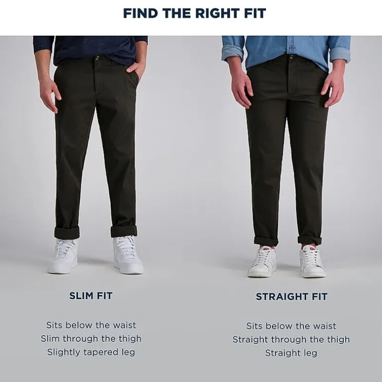 Haggar Life Khaki Flex Mens Comfort Waistband Straight Fit Flat Front Pant