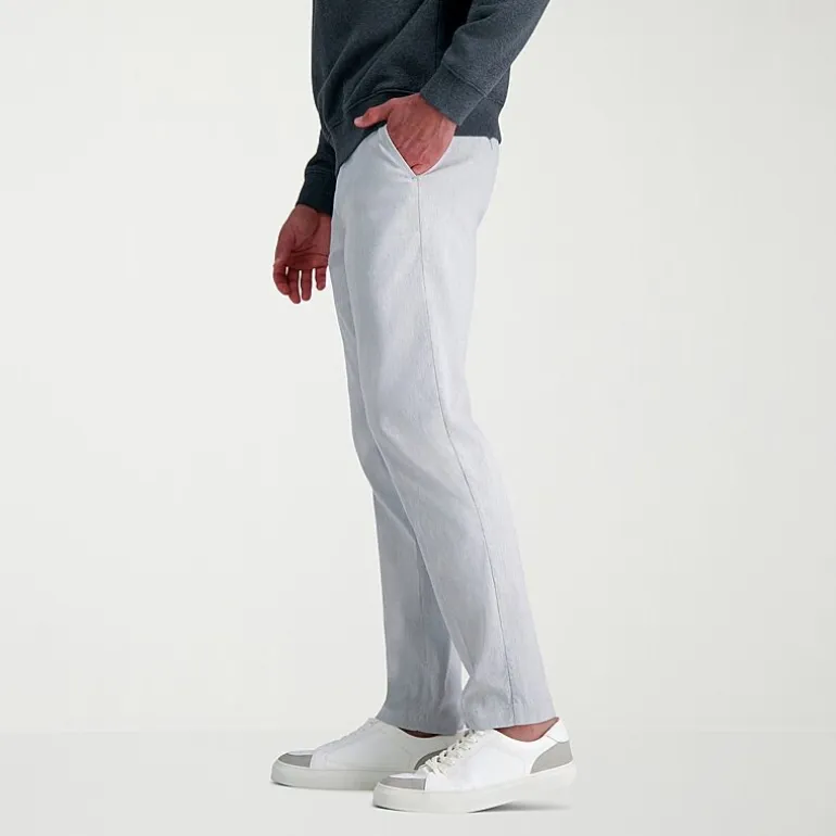 Haggar Life Khaki Flex Mens Comfort Waistband Straight Fit Flat Front Pant