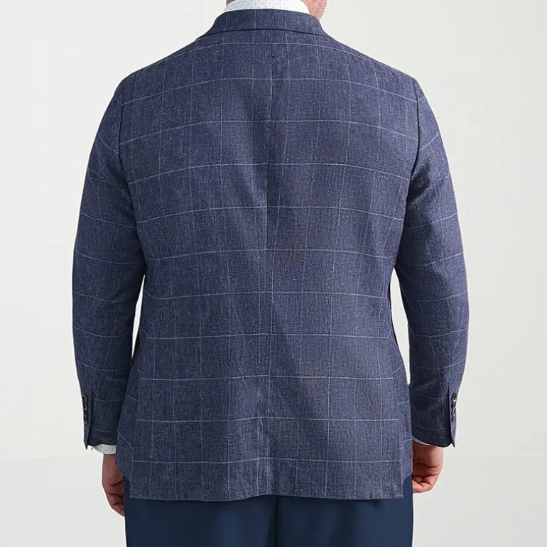 Haggar Mens Big and Tall Windowpane Classic Fit Sport Coat