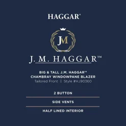 Haggar Mens Big and Tall Windowpane Classic Fit Sport Coat