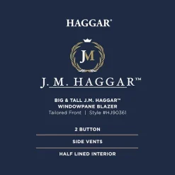 Haggar Mens Big and Tall Windowpane Classic Fit Sport Coat