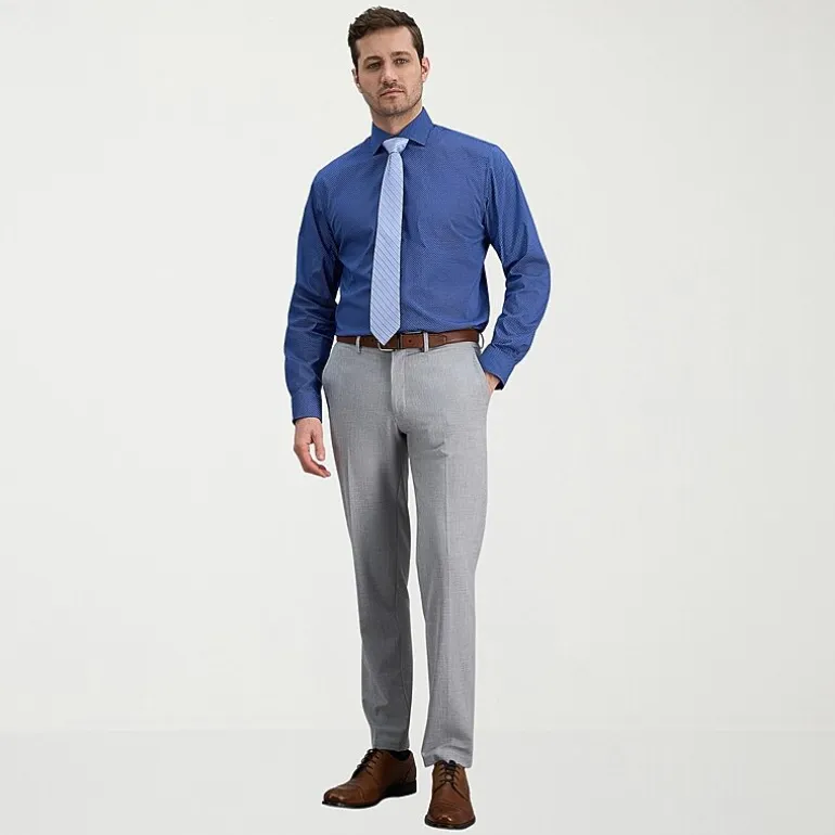 Haggar Mens Classic Fit Wrinkle Free Long Sleeve Dress Shirt