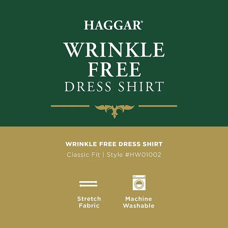 Haggar Mens Classic Fit Wrinkle Free Long Sleeve Dress Shirt