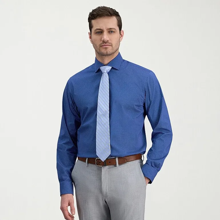 Haggar Mens Classic Fit Wrinkle Free Long Sleeve Dress Shirt