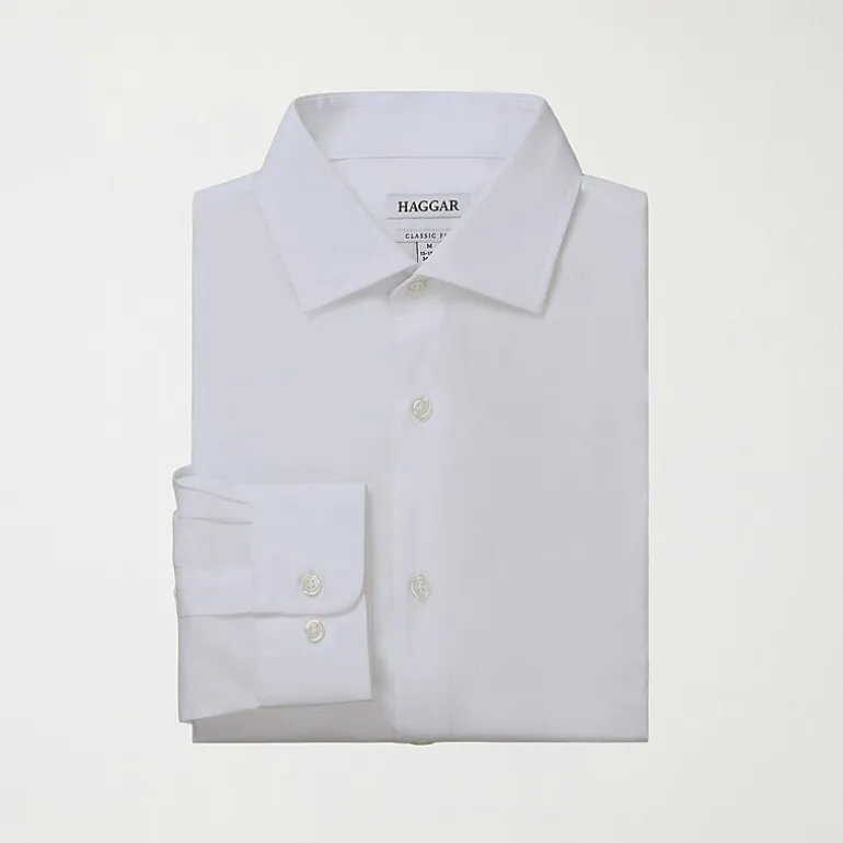Haggar Mens Classic Fit Wrinkle Free Long Sleeve Dress Shirt
