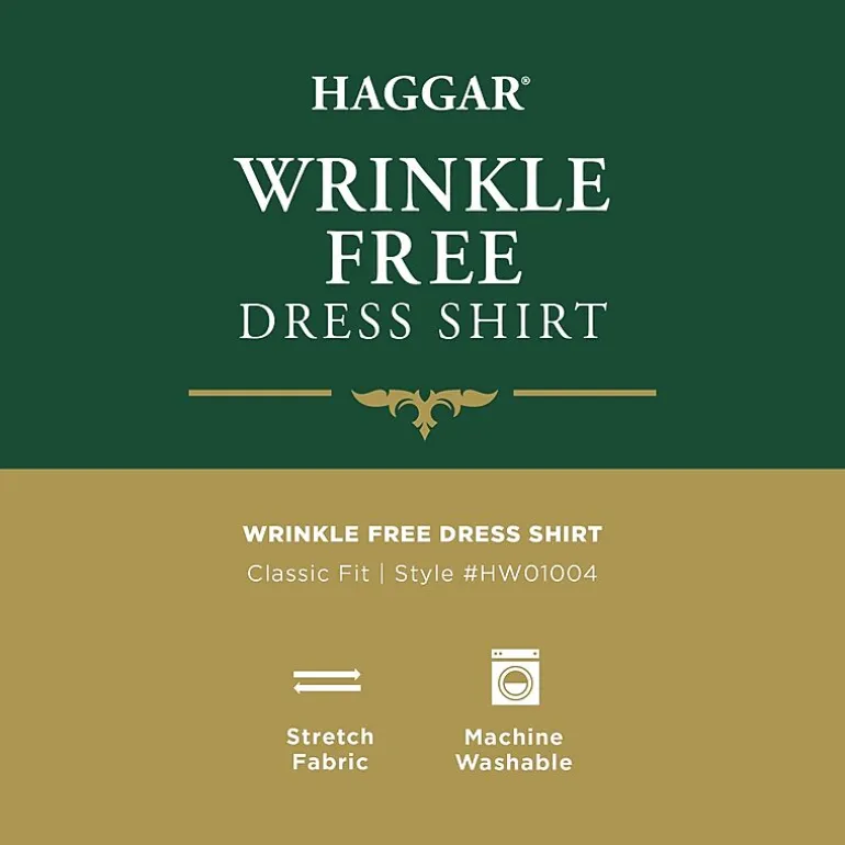 Haggar Mens Classic Fit Wrinkle Free Long Sleeve Dress Shirt