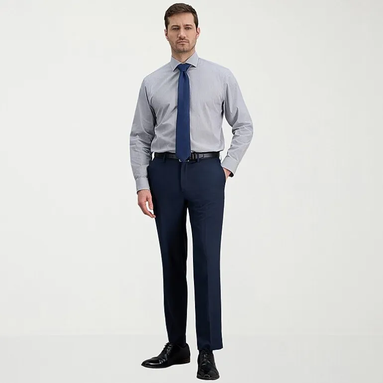 Haggar Mens Classic Fit Wrinkle Free Long Sleeve Dress Shirt