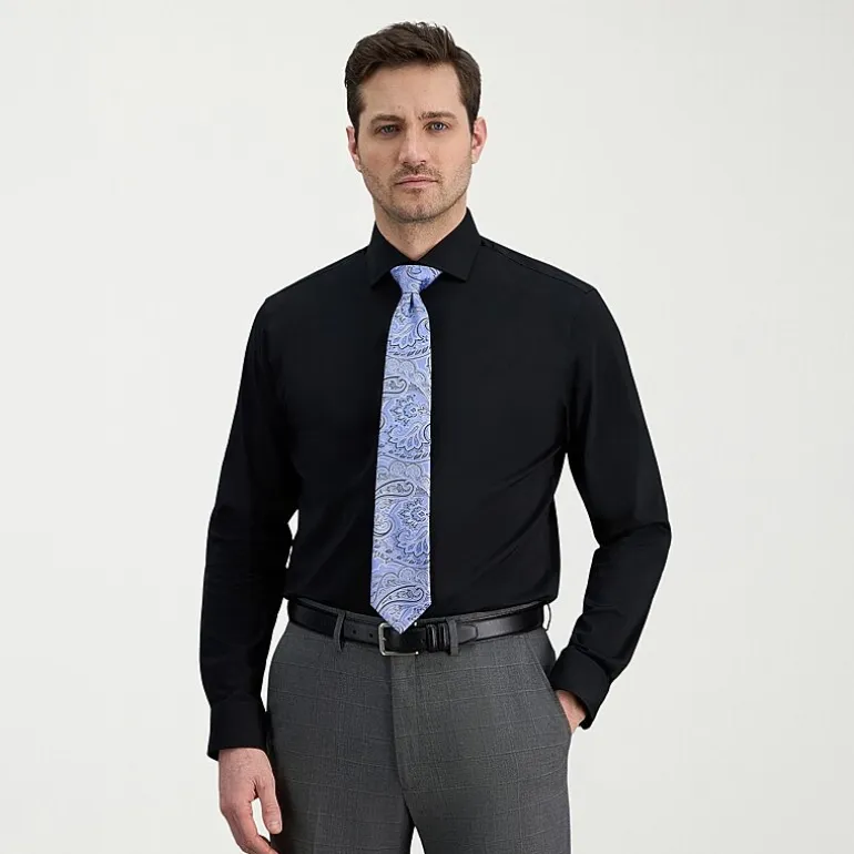 Haggar Mens Classic Fit Wrinkle Free Long Sleeve Dress Shirt