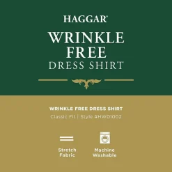 Haggar Mens Classic Fit Wrinkle Free Long Sleeve Dress Shirt
