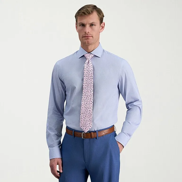 Haggar Mens Slim Fit Wrinkle Free Long Sleeve Dress Shirt