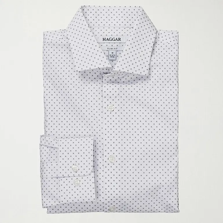 Haggar Mens Slim Fit Wrinkle Free Long Sleeve Dress Shirt