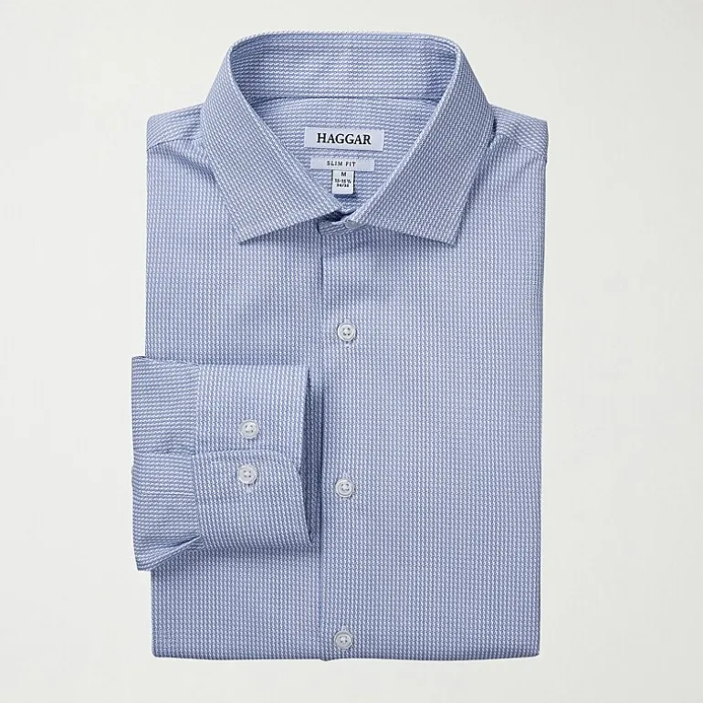 Haggar Mens Slim Fit Wrinkle Free Long Sleeve Dress Shirt