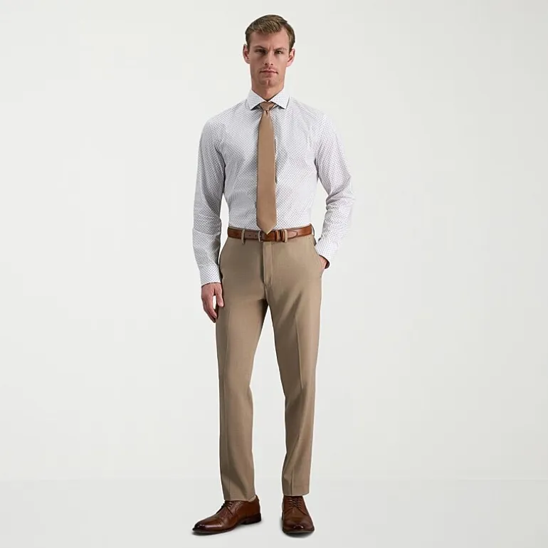 Haggar Mens Slim Fit Wrinkle Free Long Sleeve Dress Shirt
