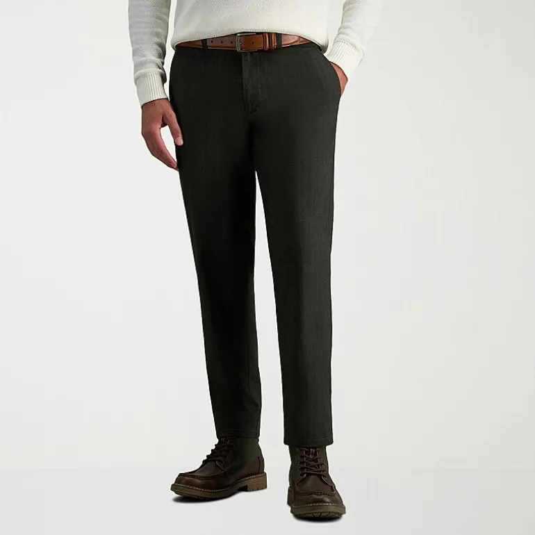 Haggar Modern Stretch Herringbone Mens Regular Fit Flat Front Pant