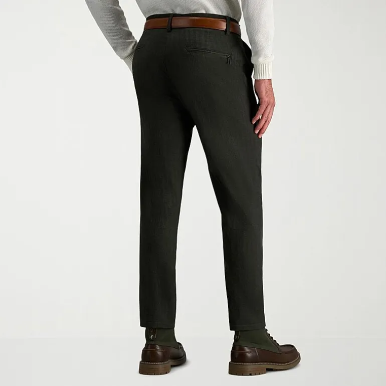 Haggar Modern Stretch Herringbone Mens Regular Fit Flat Front Pant