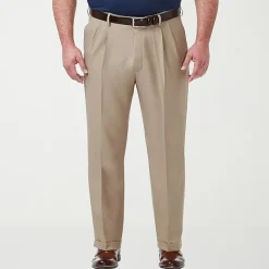 Haggar Premium Comfort Expandable Waist Mens Classic Fit Big and Tall Dress Pleated Pant