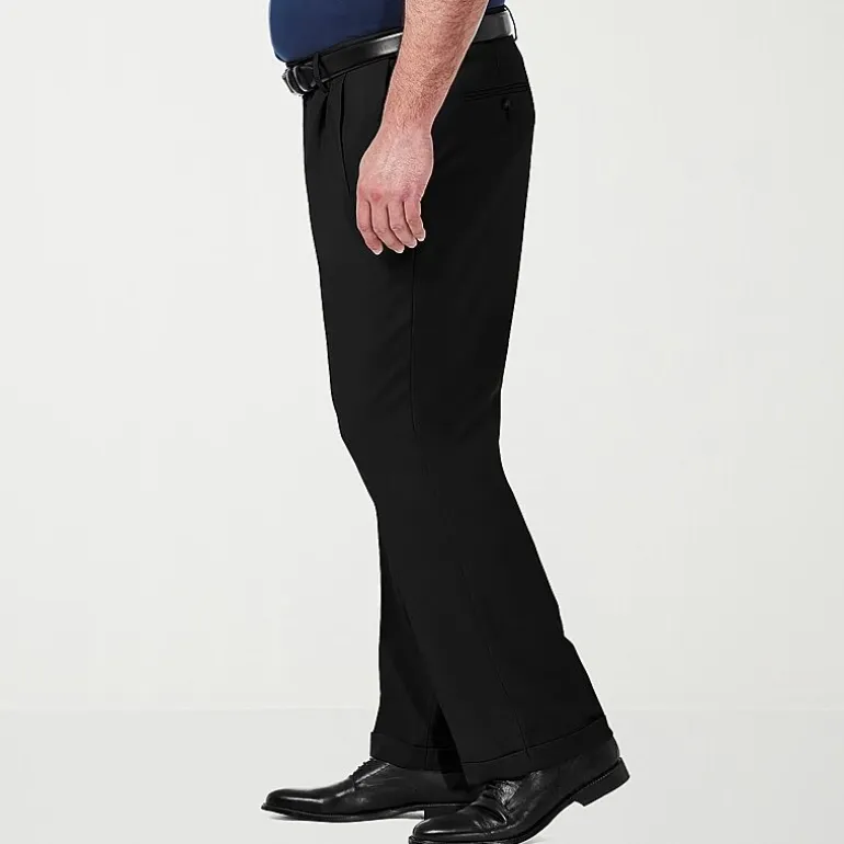 Haggar Premium Comfort Expandable Waist Mens Classic Fit Big and Tall Dress Pleated Pant