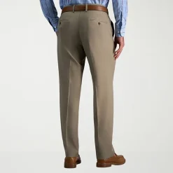 Haggar Premium Comfort Melange Broken Twill Mens Straight Fit Dress Flat Front Pant