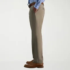 Haggar Premium Comfort Melange Broken Twill Mens Straight Fit Dress Flat Front Pant