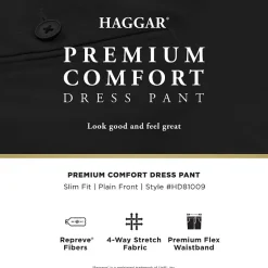 Haggar Premium Comfort Melange Broken Twill Mens Slim Fit Dress Flat Front Pant