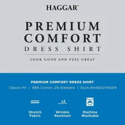 Haggar Premium Comfort Mens Classic Fit Easy Care Long Sleeve Dress Shirt
