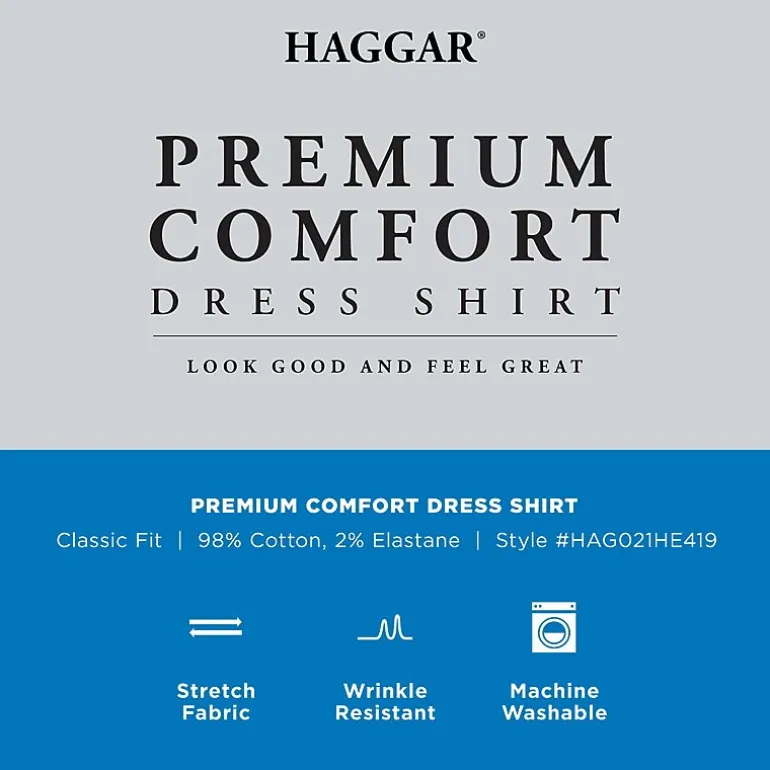 Haggar Premium Comfort Mens Classic Fit Easy Care Long Sleeve Dress Shirt
