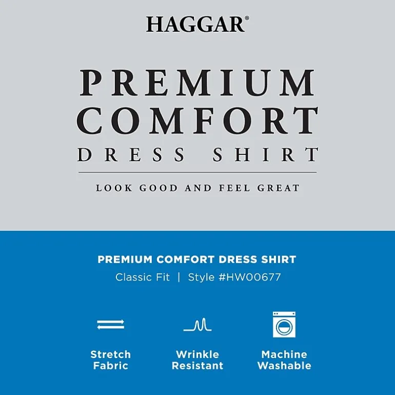 Haggar Premium Comfort Mens Classic Fit Easy Care Long Sleeve Dress Shirt