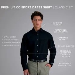 Haggar Premium Comfort Mens Classic Fit Easy Care Long Sleeve Dress Shirt