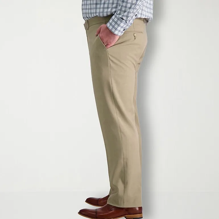 Haggar Premium Comfort Mens Comfort Waistband Straight Fit Big and Tall Dress Flat Front Pant