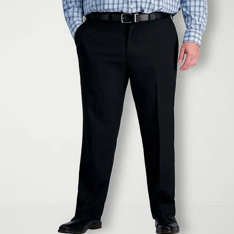Haggar Premium Comfort Mens Comfort Waistband Straight Fit Big and Tall Dress Flat Front Pant