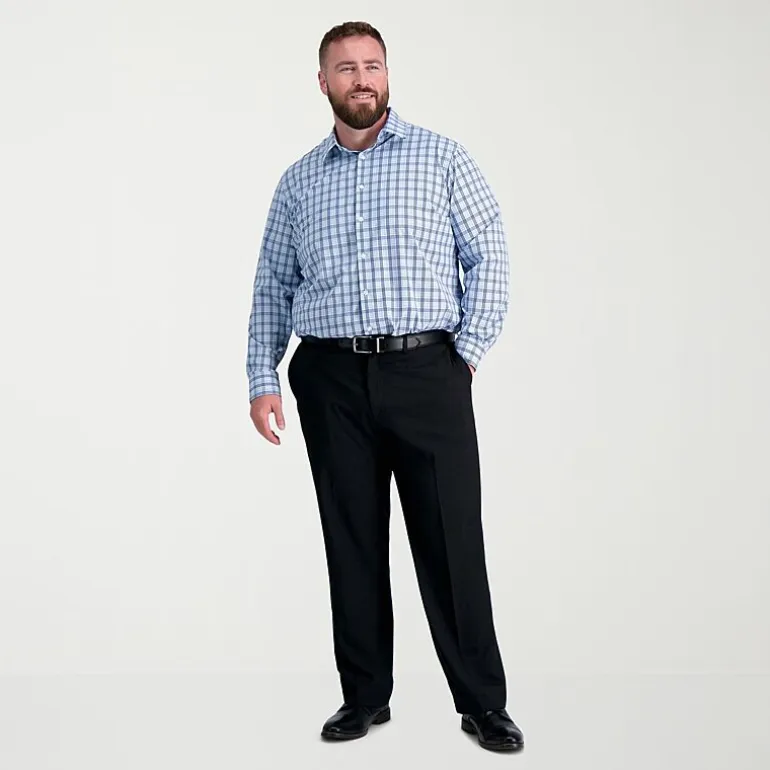 Haggar Premium Comfort Mens Comfort Waistband Straight Fit Big and Tall Dress Flat Front Pant