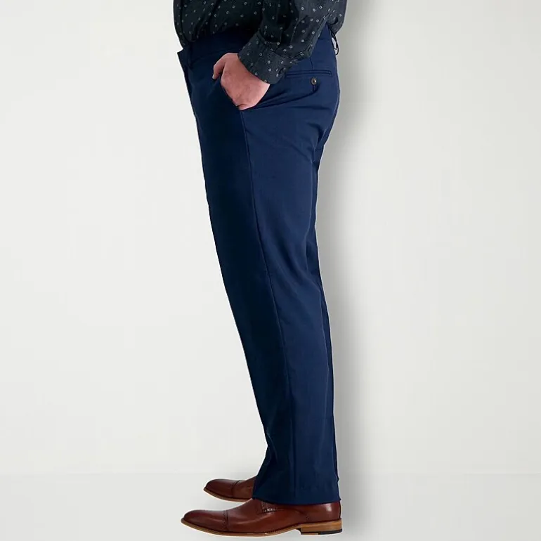 Haggar Premium Comfort Mens Comfort Waistband Straight Fit Big and Tall Dress Flat Front Pant