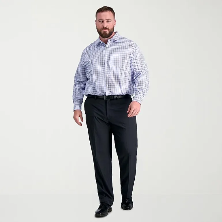 Haggar Premium Comfort Mens Comfort Waistband Straight Fit Big and Tall Dress Flat Front Pant