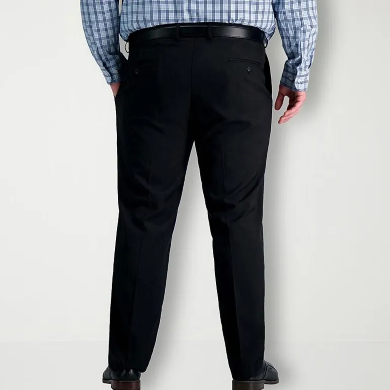 Haggar Premium Comfort Mens Comfort Waistband Straight Fit Big and Tall Dress Flat Front Pant
