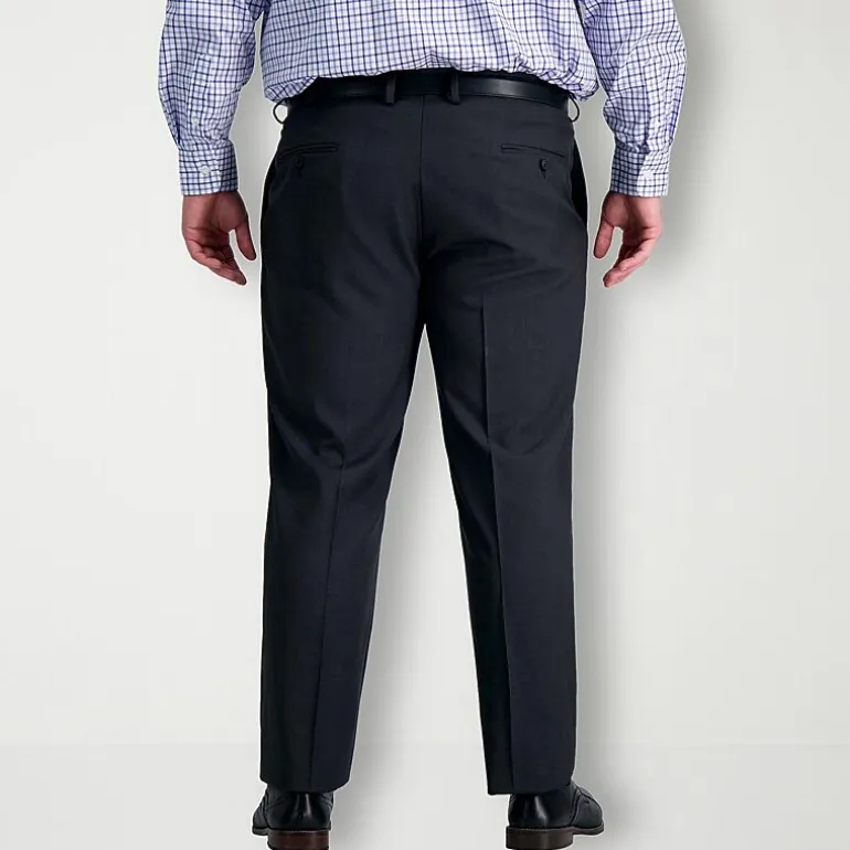 Haggar Premium Comfort Mens Comfort Waistband Straight Fit Big and Tall Dress Flat Front Pant