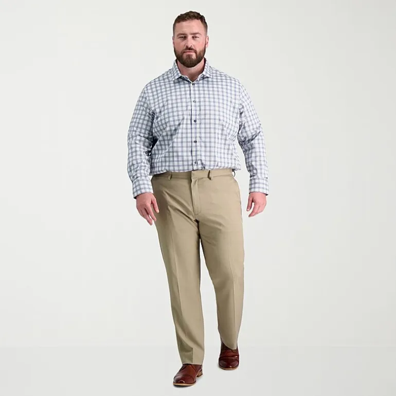 Haggar Premium Comfort Mens Comfort Waistband Straight Fit Big and Tall Dress Flat Front Pant