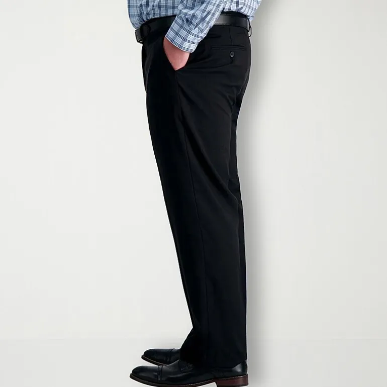 Haggar Premium Comfort Mens Comfort Waistband Straight Fit Big and Tall Dress Flat Front Pant