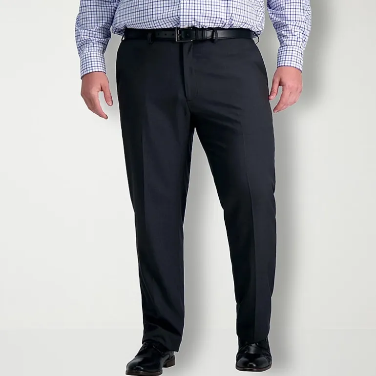 Haggar Premium Comfort Mens Comfort Waistband Straight Fit Big and Tall Dress Flat Front Pant