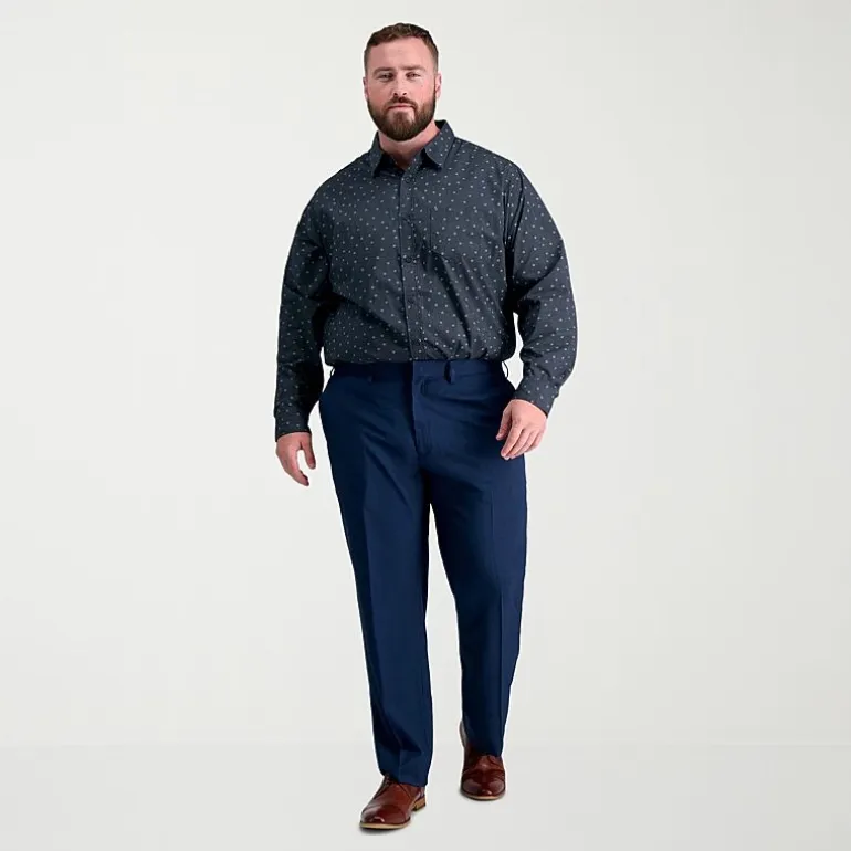 Haggar Premium Comfort Mens Comfort Waistband Straight Fit Big and Tall Dress Flat Front Pant